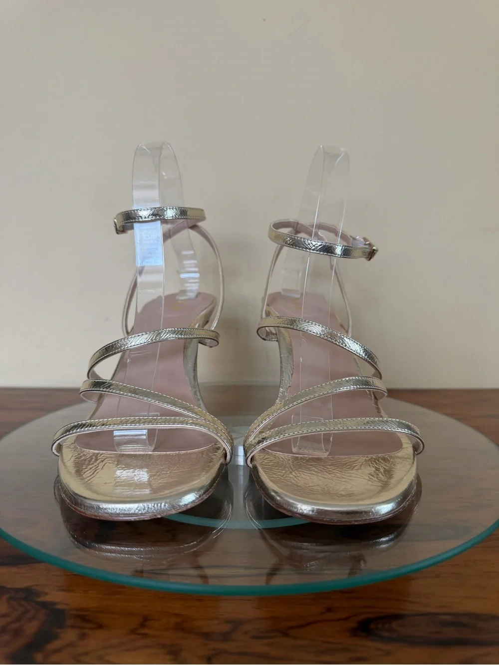 Metallic Gold Strappy Heeled Sandals by INEZ